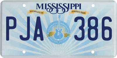MS license plate PJA386
