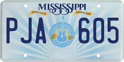 MS license plate PJA605