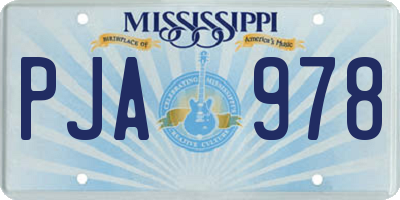 MS license plate PJA978