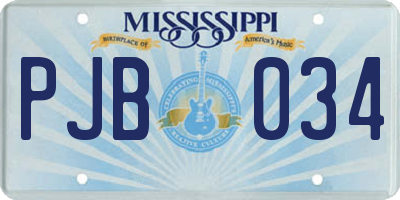 MS license plate PJB034