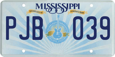 MS license plate PJB039
