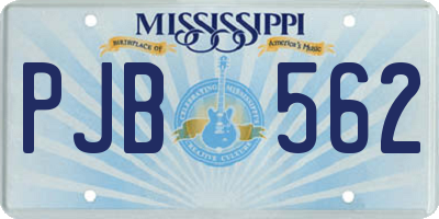 MS license plate PJB562