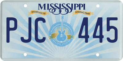 MS license plate PJC445