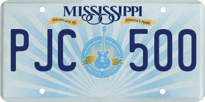 MS license plate PJC500