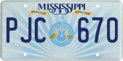 MS license plate PJC670