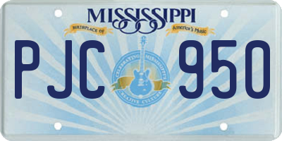 MS license plate PJC950