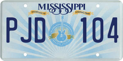 MS license plate PJD104