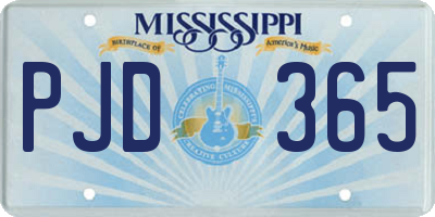 MS license plate PJD365