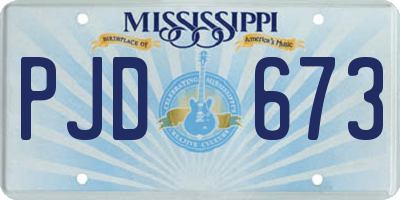 MS license plate PJD673