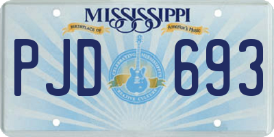 MS license plate PJD693