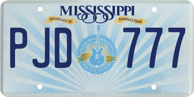 MS license plate PJD777