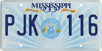 MS license plate PJK116