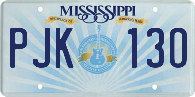 MS license plate PJK130