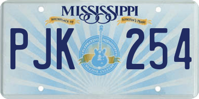 MS license plate PJK254