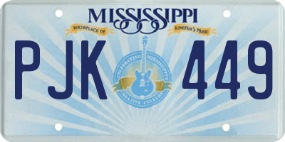 MS license plate PJK449
