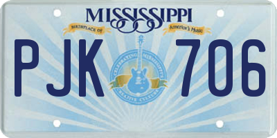 MS license plate PJK706