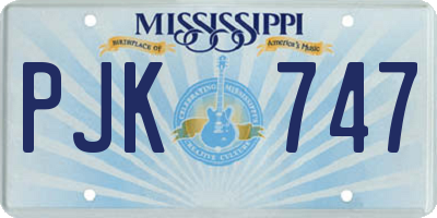 MS license plate PJK747