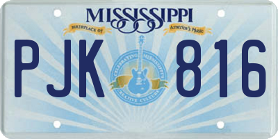 MS license plate PJK816