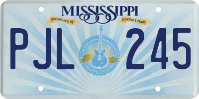 MS license plate PJL245