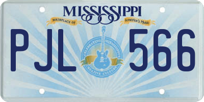 MS license plate PJL566
