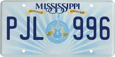 MS license plate PJL996