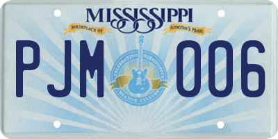 MS license plate PJM006