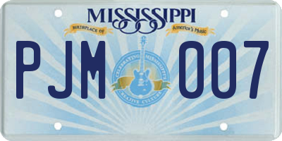 MS license plate PJM007