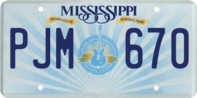 MS license plate PJM670