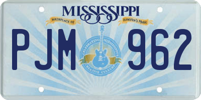 MS license plate PJM962