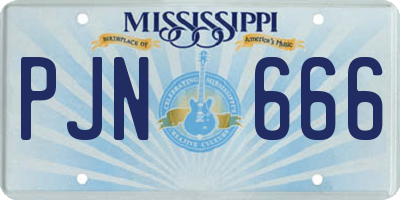 MS license plate PJN666