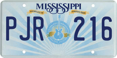 MS license plate PJR216