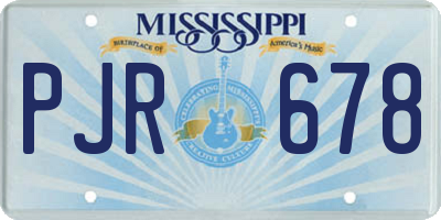MS license plate PJR678