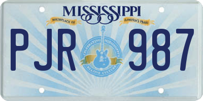 MS license plate PJR987
