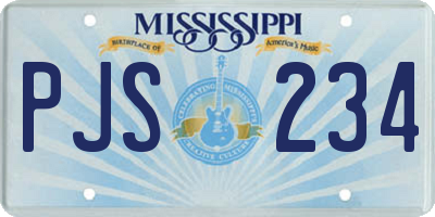 MS license plate PJS234