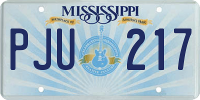 MS license plate PJU217