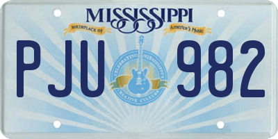 MS license plate PJU982
