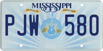 MS license plate PJW580