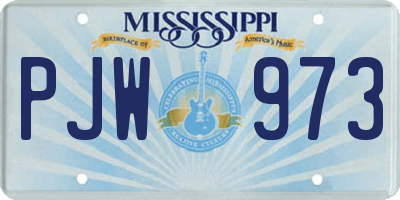 MS license plate PJW973