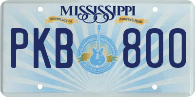 MS license plate PKB800