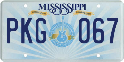 MS license plate PKG067