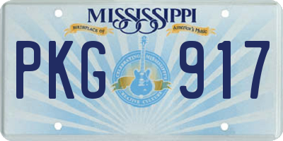 MS license plate PKG917