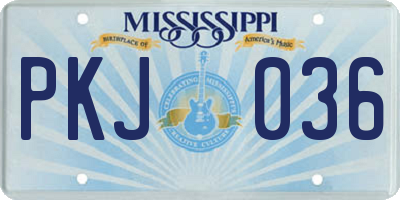 MS license plate PKJ036