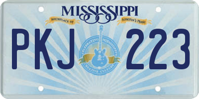 MS license plate PKJ223