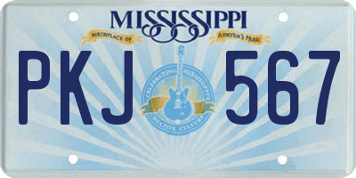 MS license plate PKJ567