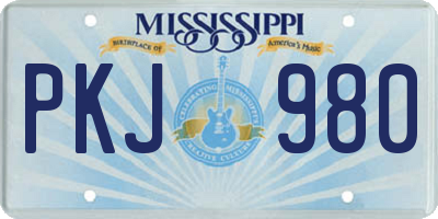 MS license plate PKJ980