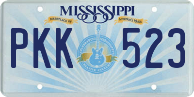 MS license plate PKK523