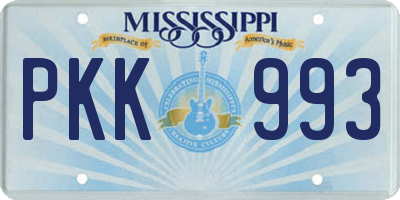MS license plate PKK993