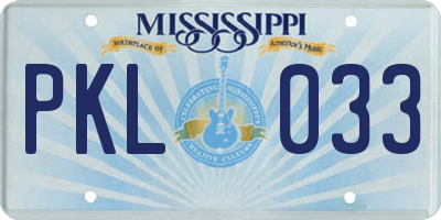 MS license plate PKL033