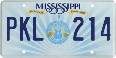 MS license plate PKL214