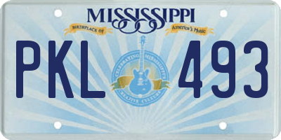 MS license plate PKL493